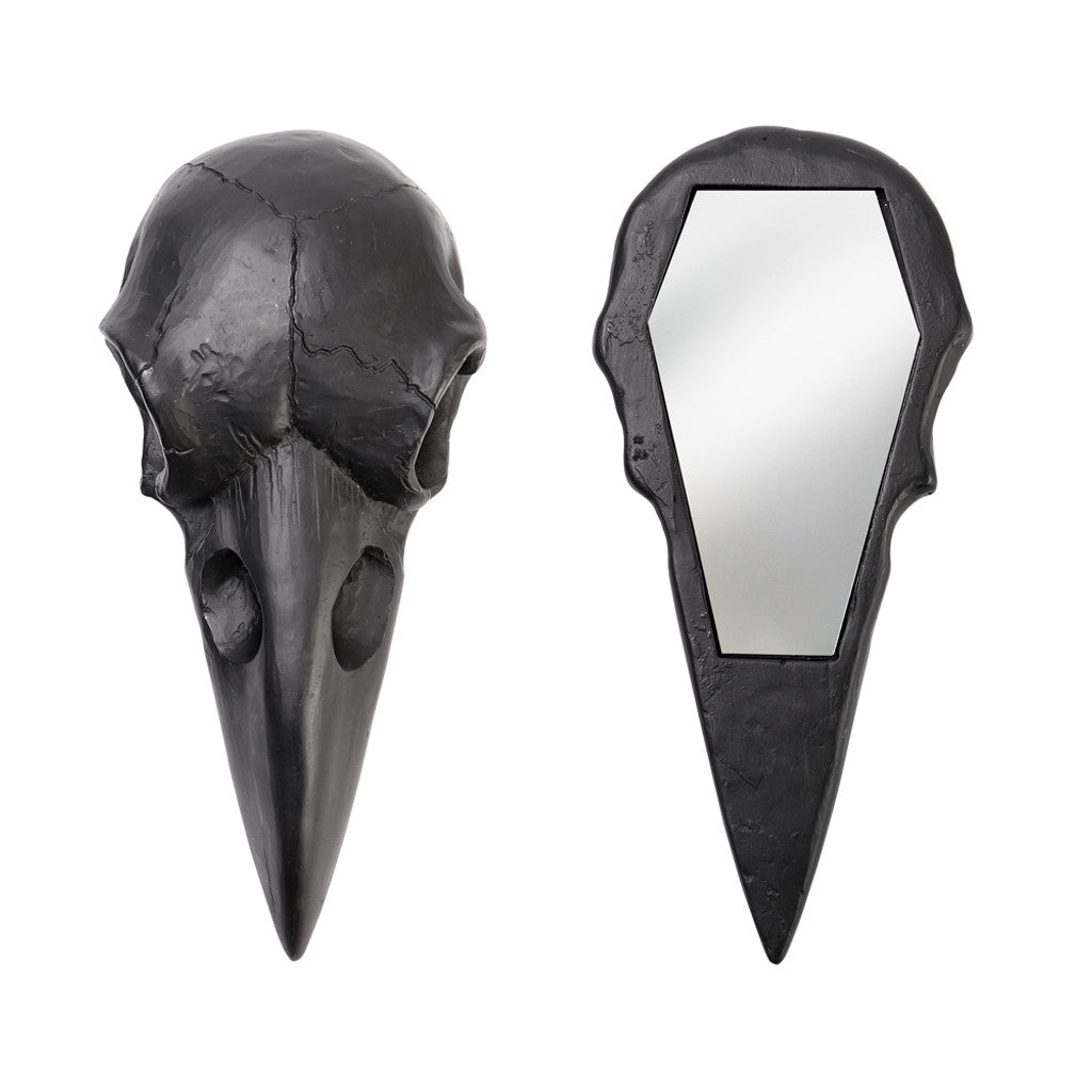 Raven Skull Hand Mirror-Black